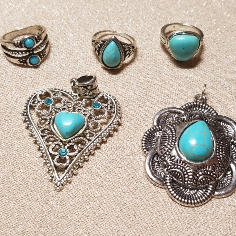 Collection of Silver Turquoise  Costume Jewelry